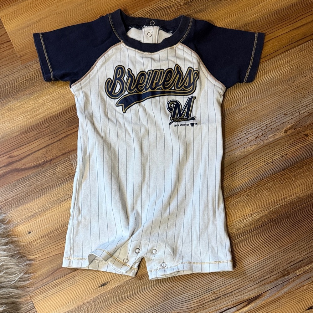 Milwaukee Brewers 18 months old Genuine Merchandise Kids Romper - Navy and Cream